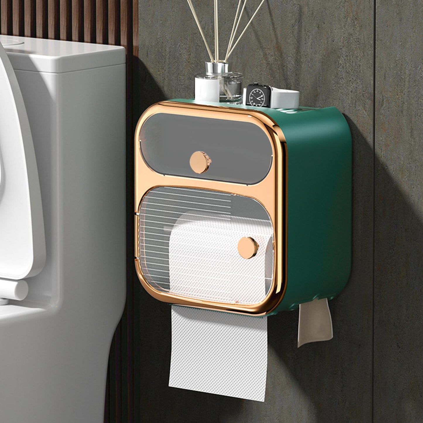 Toilet Tissue Wall-mounted Waterproof Toilet Paper Box Perforation-free - Pacisia