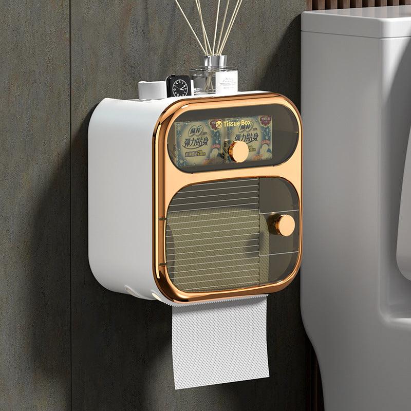 Toilet Tissue Wall-mounted Waterproof Toilet Paper Box Perforation-free - Pacisia