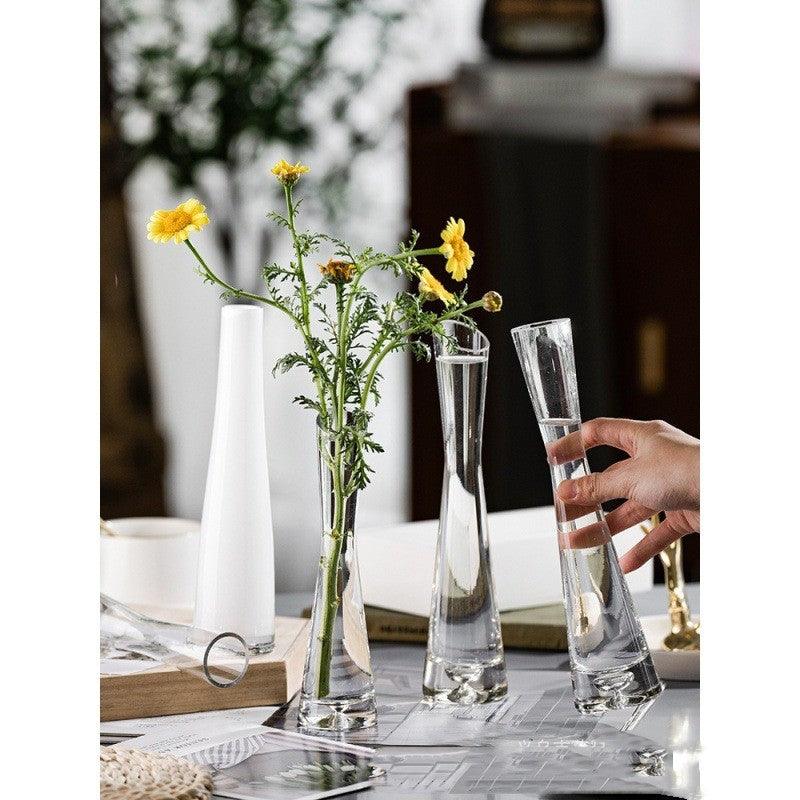 Transparent Glass Bevel Simple Mini Single Small Vase - Pacisia