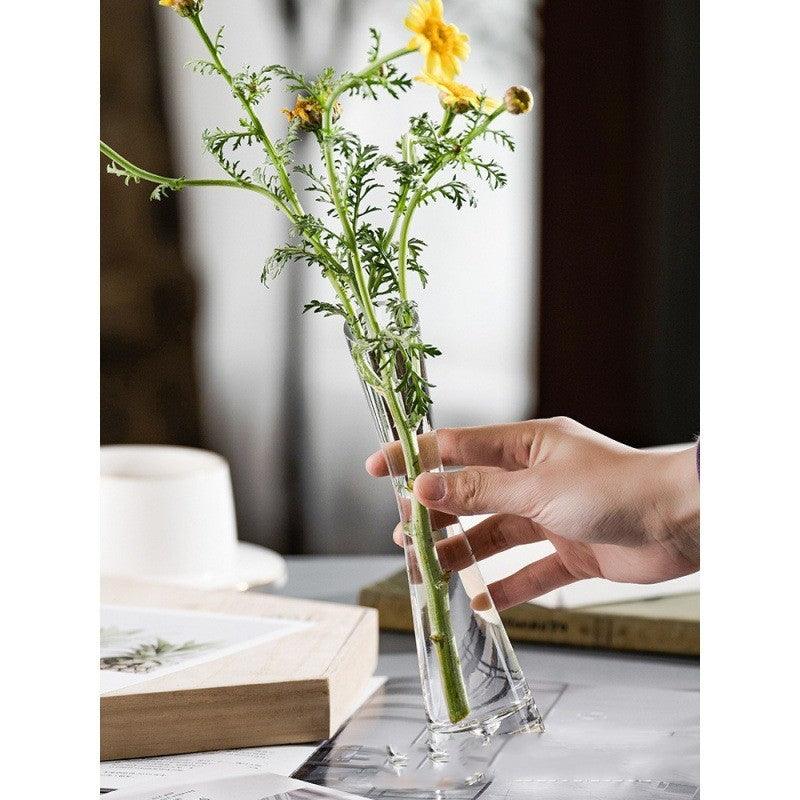 Transparent Glass Bevel Simple Mini Single Small Vase - Pacisia