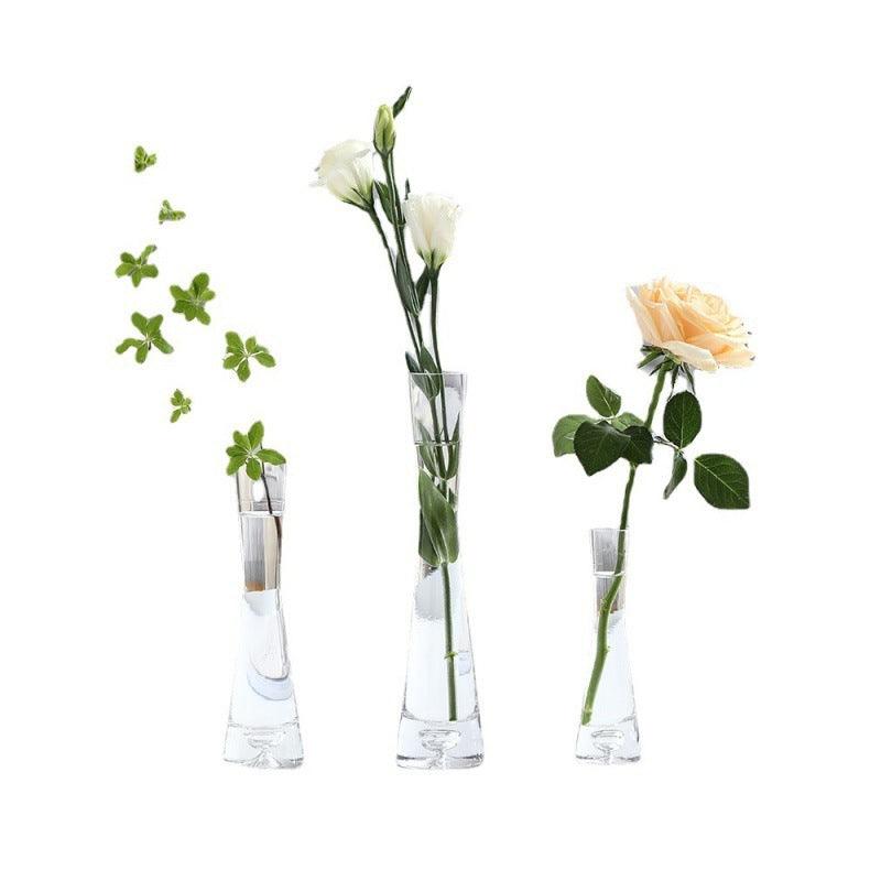 Transparent Glass Bevel Simple Mini Single Small Vase - Pacisia