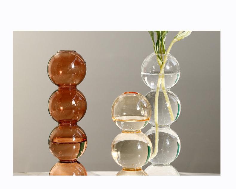 Transparent Glass Gourd Small Vase Flower Arrangement Ddried Flowers Hydroponics - Pacisia