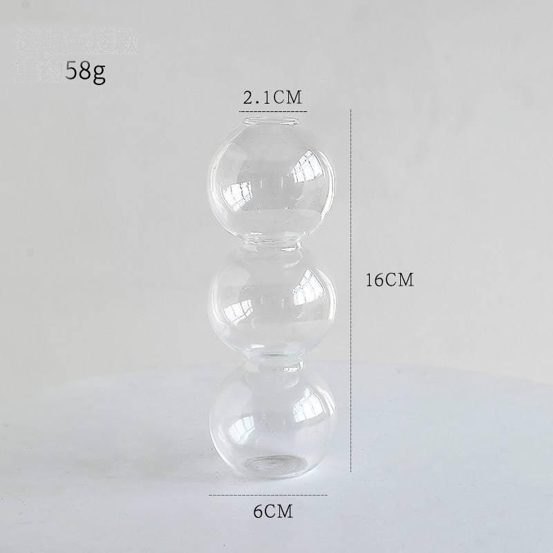 Transparent Glass Gourd Small Vase Flower Arrangement Ddried Flowers Hydroponics - Pacisia