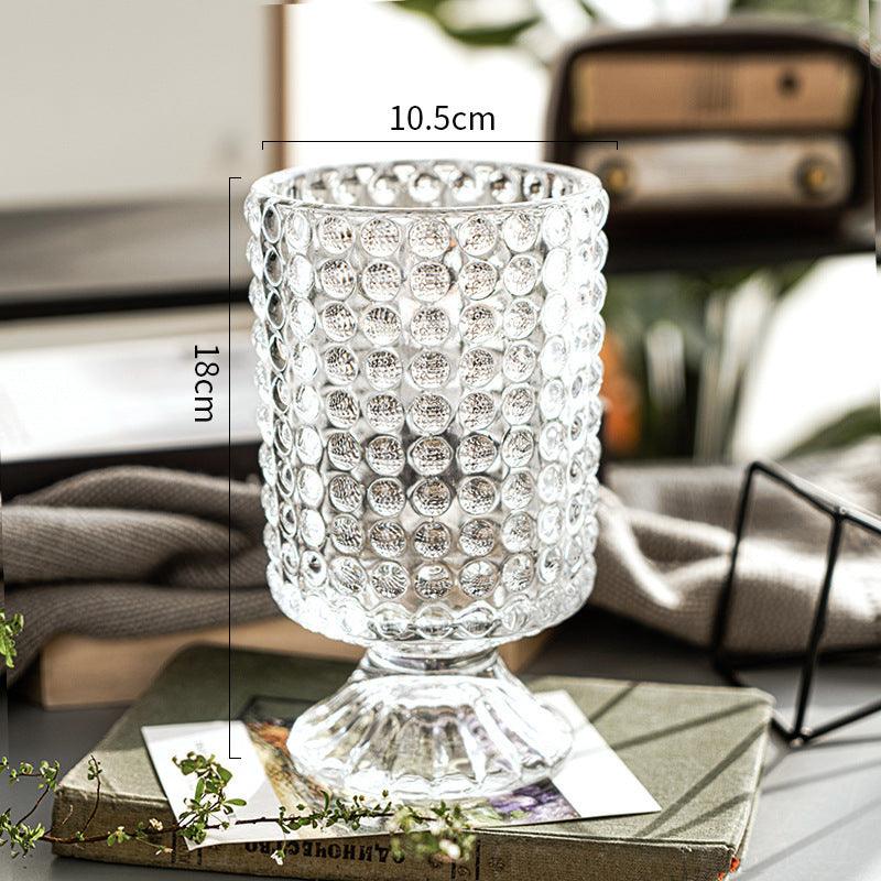 Transparent Relief Glass Vase European High Foot Transparent Flower - Pacisia