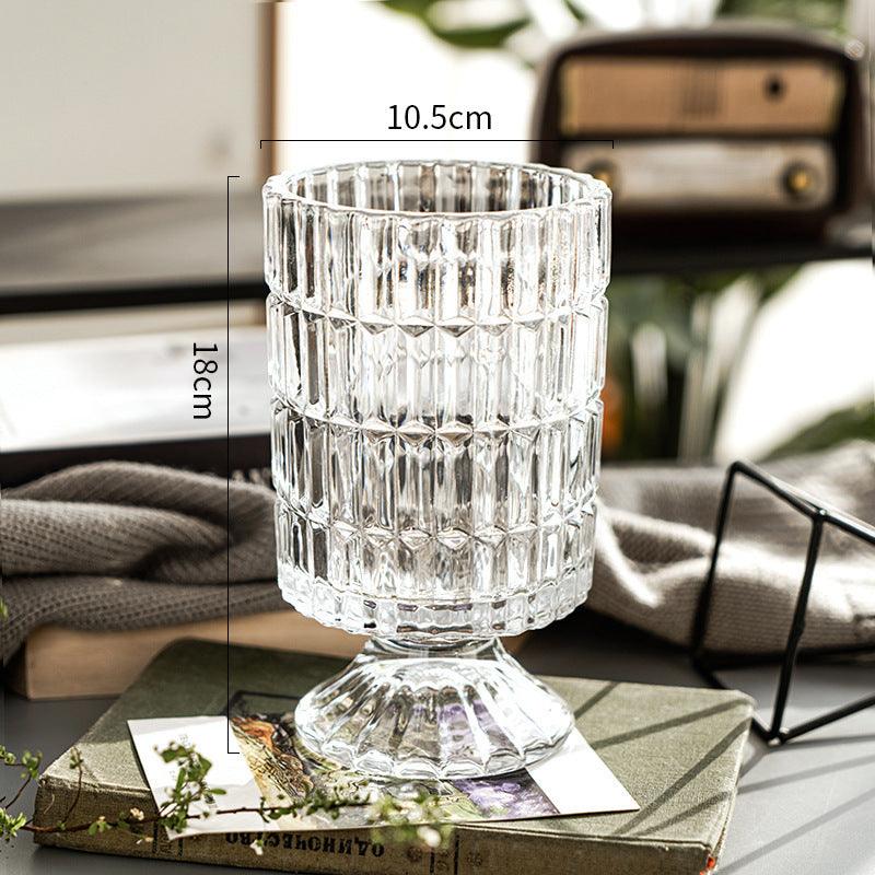 Transparent Relief Glass Vase European High Foot Transparent Flower - Pacisia