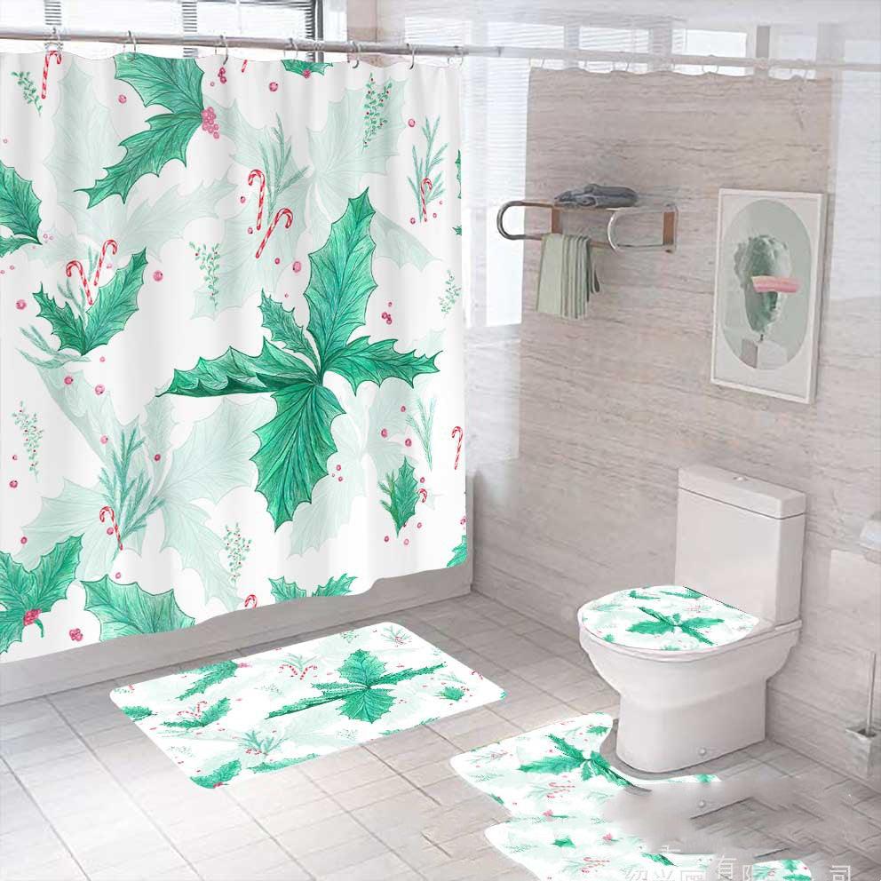 Tropical Rainforest Leaf Code Printed Shower Curtain Waterproof C Plastic Hook - Pacisia