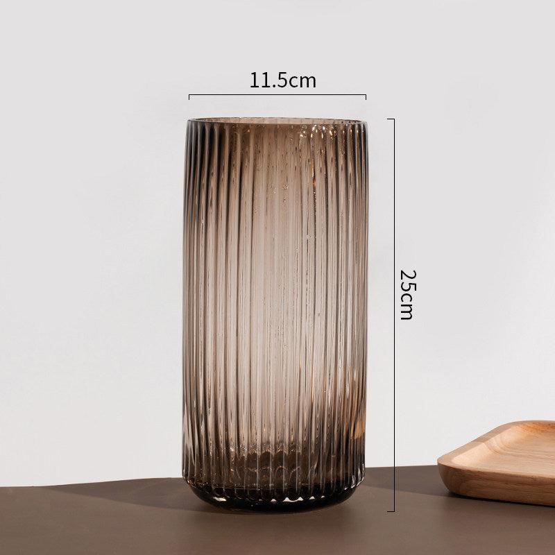 U Series Column Glass Vase Vertical Stripes Simple - Pacisia