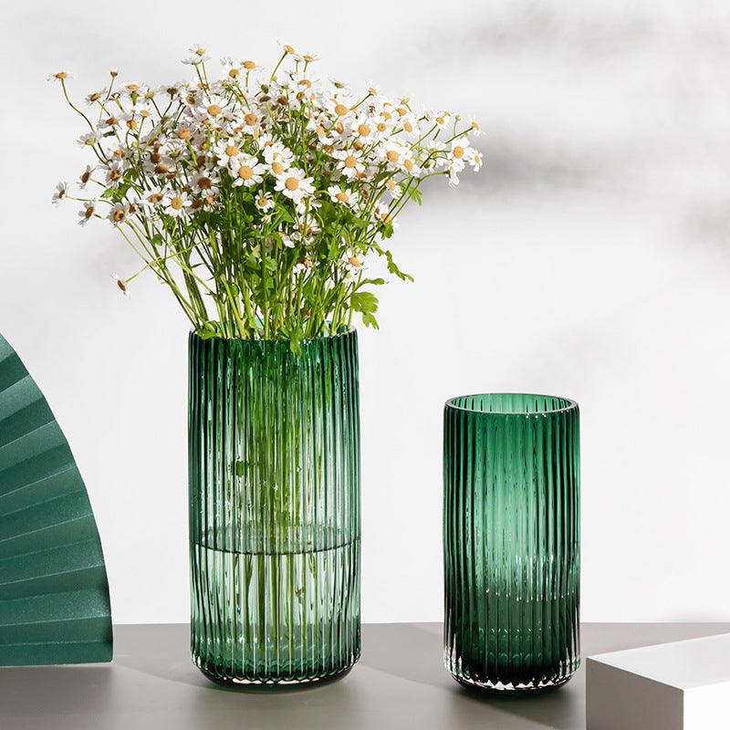U Series Column Glass Vase Vertical Stripes Simple - Pacisia