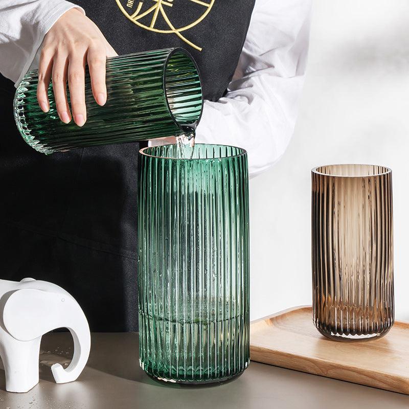 U Series Column Glass Vase Vertical Stripes Simple - Pacisia