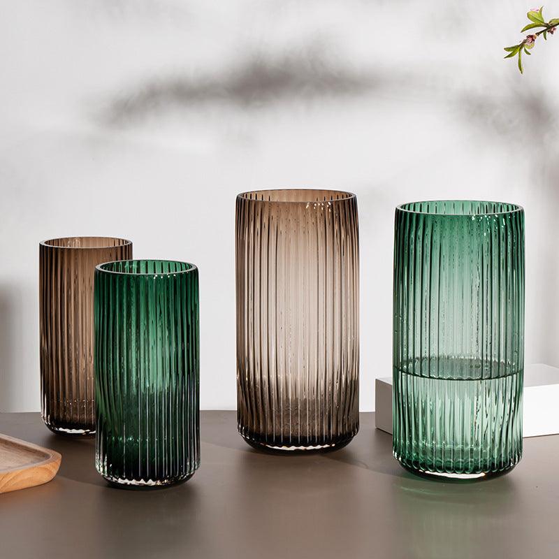 U Series Column Glass Vase Vertical Stripes Simple - Pacisia