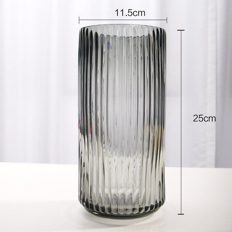 U Series Column Glass Vase Vertical Stripes Simple - Pacisia