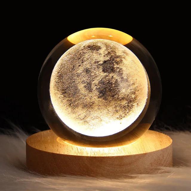 USB Night Light LED Crystal Ball Table Lamp 3D Moon Planet Galaxy Decor for Home Table Lamp Party Toys for Kids Adult Xmas Gifts - Pacisia