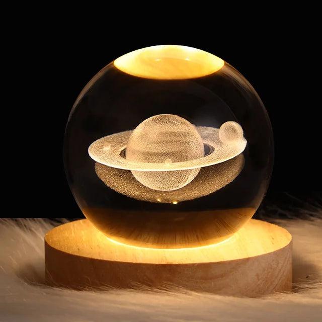 USB Night Light LED Crystal Ball Table Lamp 3D Moon Planet Galaxy Decor for Home Table Lamp Party Toys for Kids Adult Xmas Gifts - Pacisia