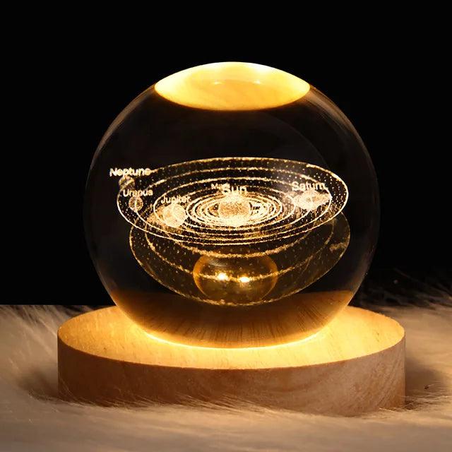 USB Night Light LED Crystal Ball Table Lamp 3D Moon Planet Galaxy Decor for Home Table Lamp Party Toys for Kids Adult Xmas Gifts - Pacisia