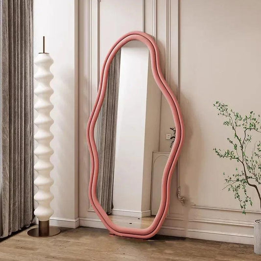 Vanity Wavy Mirrors Compact Design Korean Standing Mirrors Funky Irregular Decoracion Para El Hogar Home Decoration Accessories - Pacisia