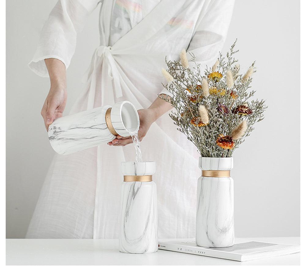 Vase Modern Minimalist Living Room Home Ceramic Flower Arrangement Ornaments - Pacisia