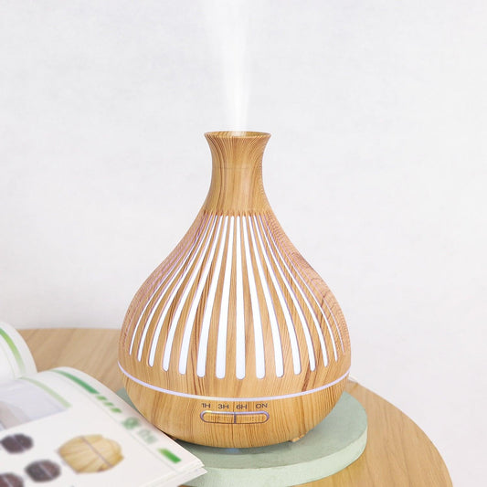 Vase Wood Grain Humidifier 400ml Vertical Silver - Pacisia