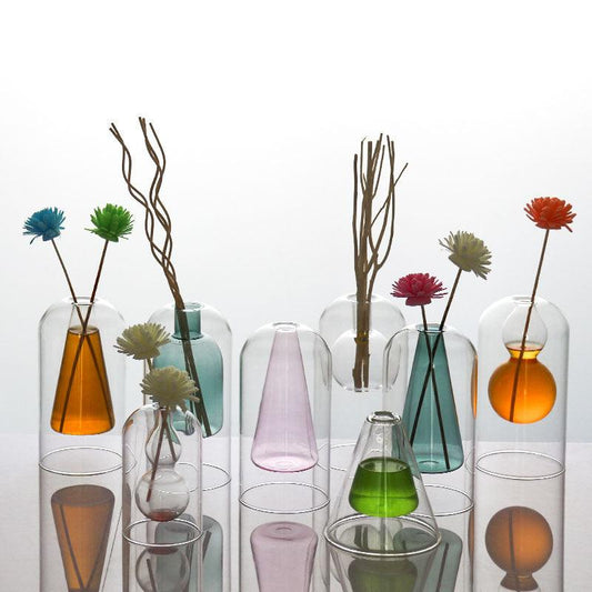 Vases Glass Vase Home Decor Room Decor Modern Wedding Decoration Hydroponic Flower Pot Double Glass Container Crafts Ornament - Pacisia