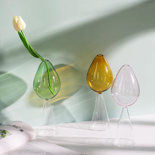 Vintage Glass Vase Minimalist Table Art Transparent Brown - Pacisia