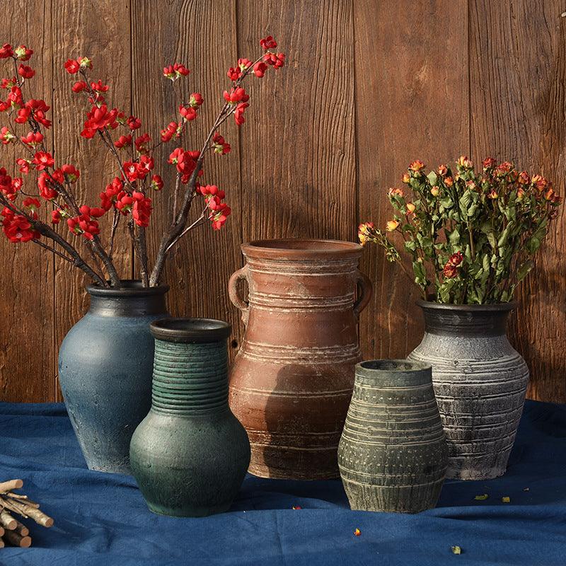 Vintage Vase Florist Earthenware Pot Tile Jar Insert Dried Flowers - Pacisia