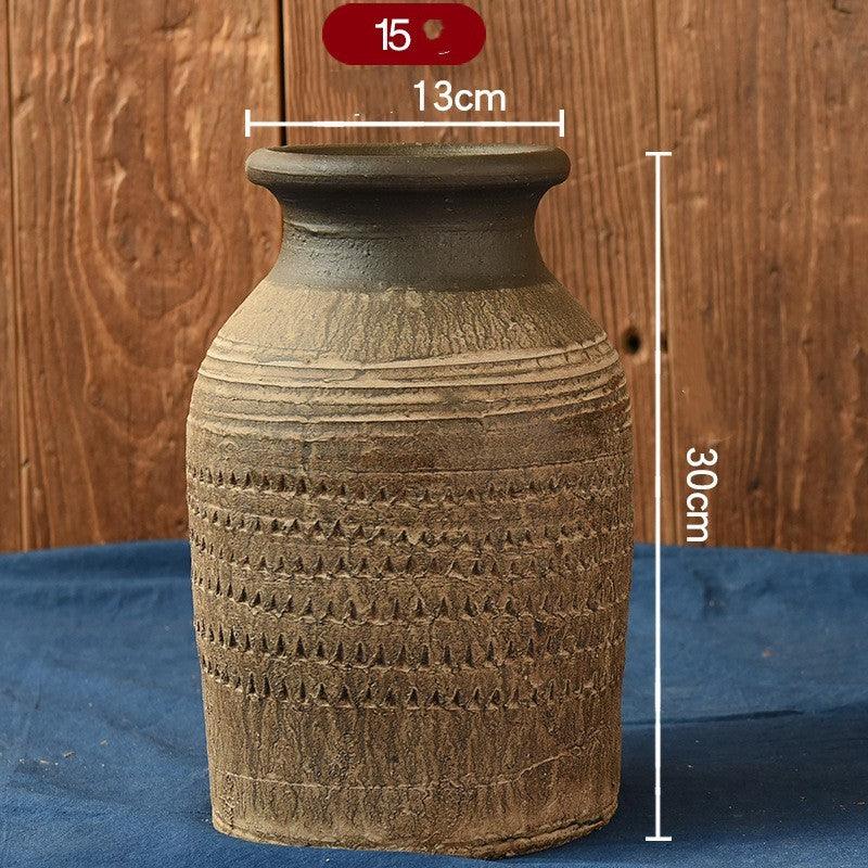 Vintage Vase Florist Earthenware Pot Tile Jar Insert Dried Flowers - Pacisia