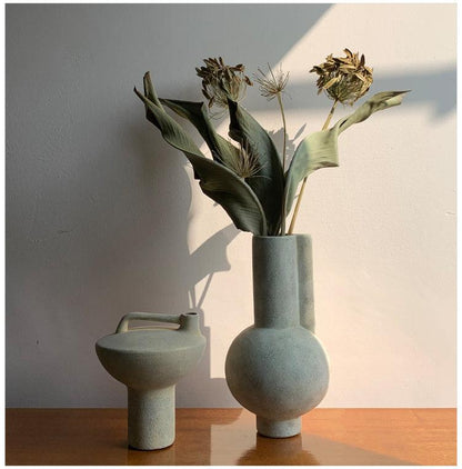 Wabi-Sabi Style Simple Abstract Ceramic Floral Art Vase - Pacisia