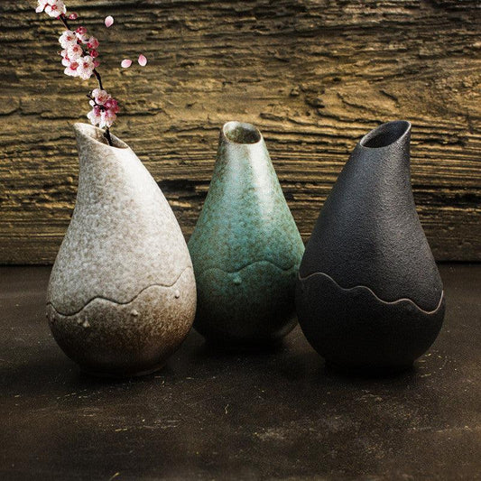 Water drop stoneware Japanese kiln color changing glaze vase - Pacisia