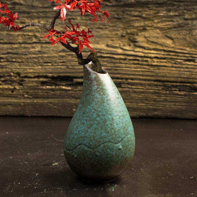 Water drop stoneware Japanese kiln color changing glaze vase - Pacisia