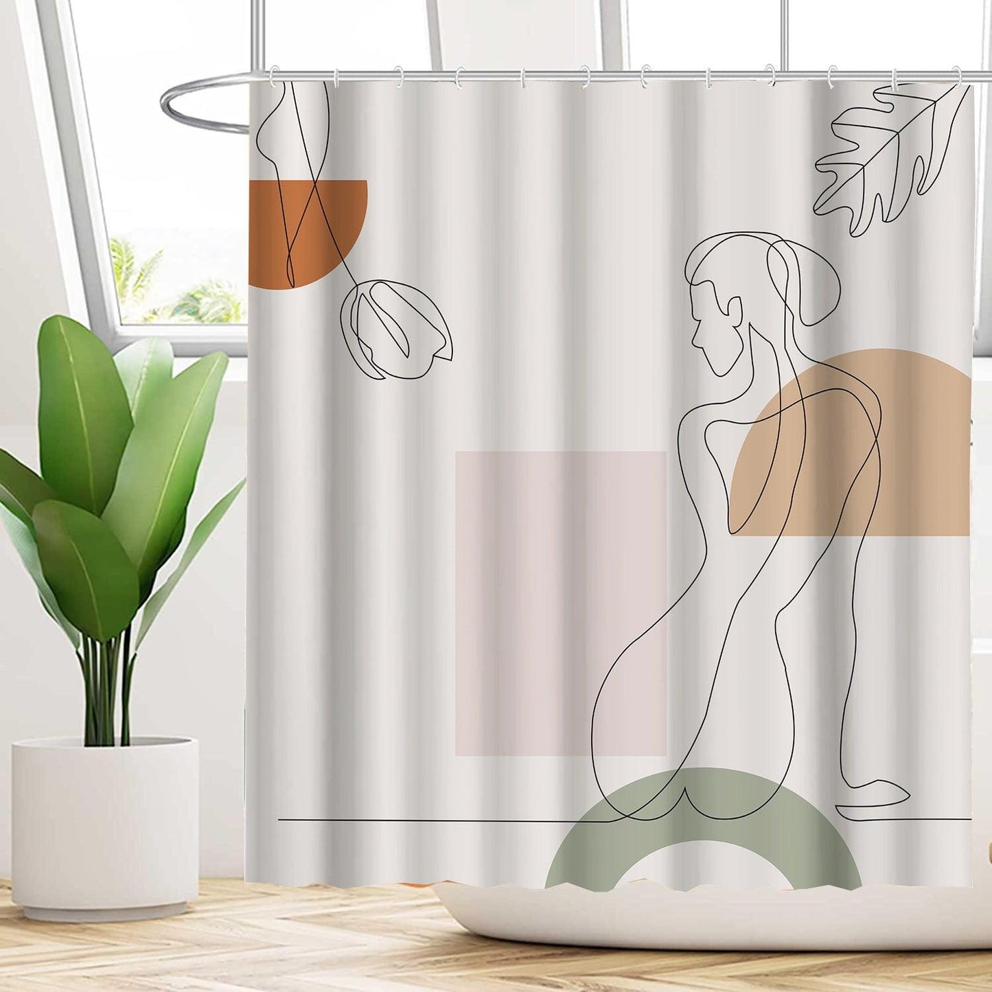 Water-proof And Mildew-proof Shower Curtain With Plant Flowers - Pacisia