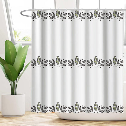 Water-proof And Mildew-proof Shower Curtain With Plant Flowers - Pacisia