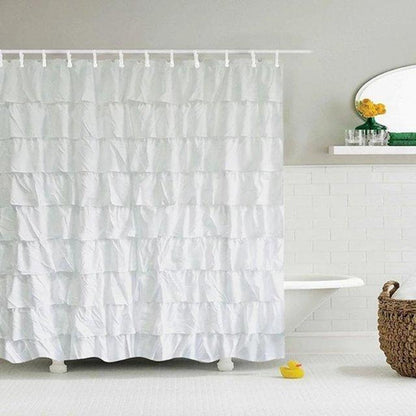 Waterproof Corrugated Edge Shower Curtain Ruffle Bathroom - Pacisia