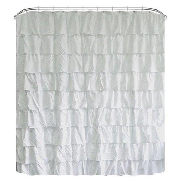 Waterproof Corrugated Edge Shower Curtain Ruffle Bathroom - Pacisia