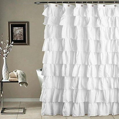 Waterproof Corrugated Edge Shower Curtain Ruffle Bathroom - Pacisia