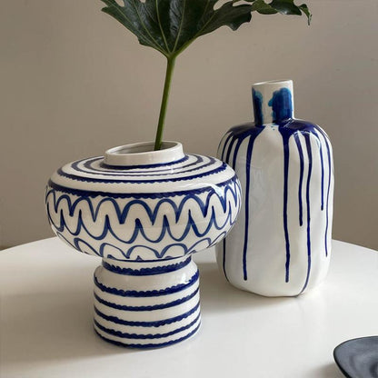 Wave Striped Art Glazed Ceramic Vase Ornaments - Pacisia