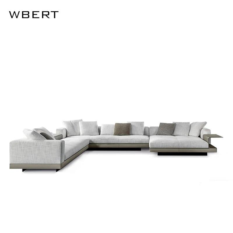 Wbert Italian Designer Large Family Corner Sofa Cotton Hemp Fabric Minimal Living Room Modular Combination For Hotel Villa Use - Pacisia