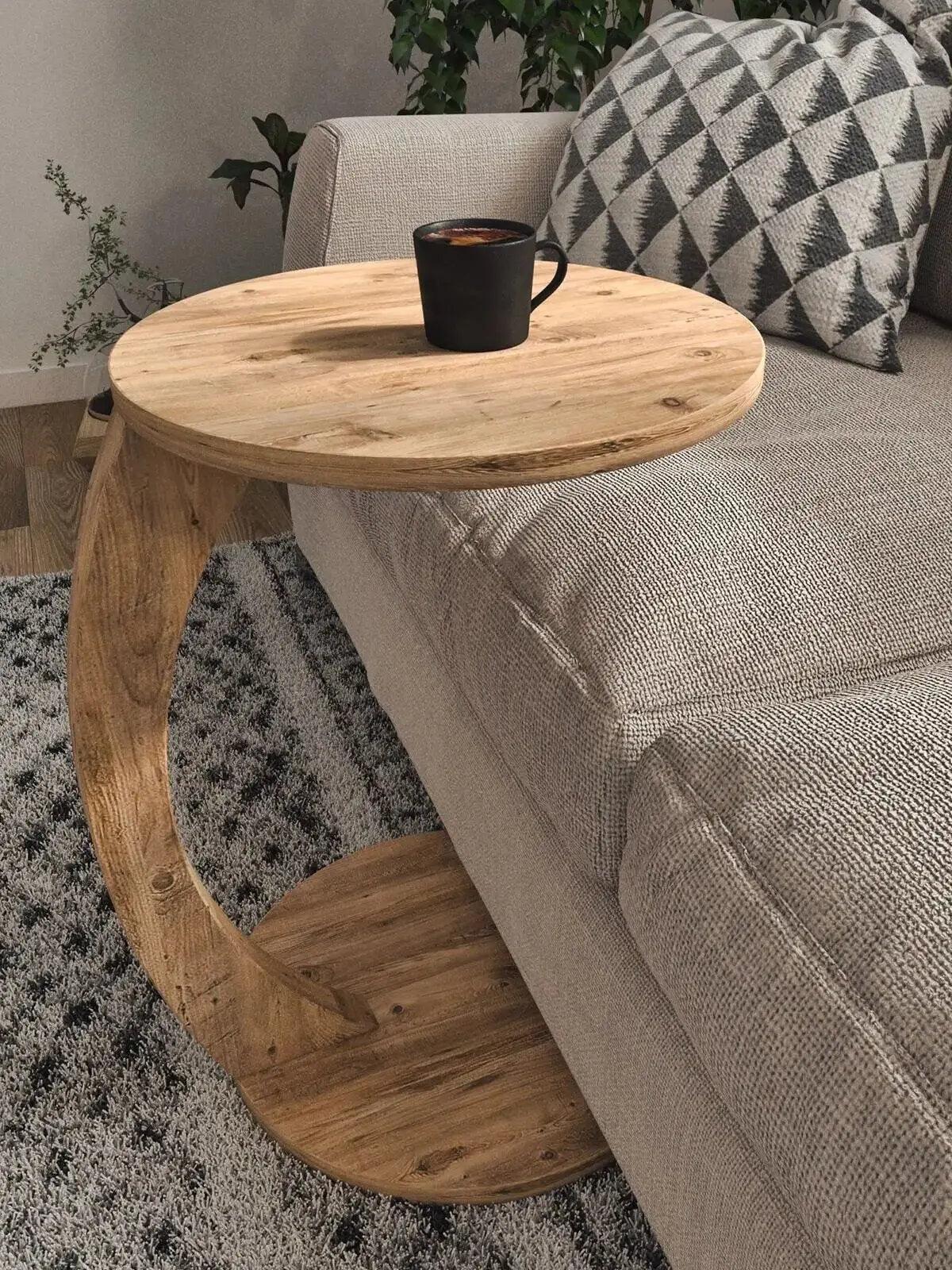 Wheeled C Coffee Table Sofa Furniture Living Room Tea Coffee Serving Table Side Table Atlantic Pine - Pacisia