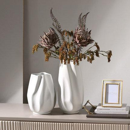 White Ceramic Vase Decoration Living Room Porch Dried Flower Flower Arrangement Model Room - Pacisia