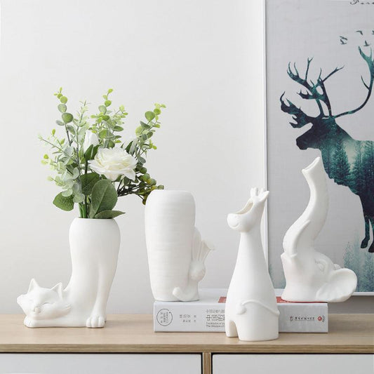White Ceramic Vase Simple Home Decoration - Pacisia