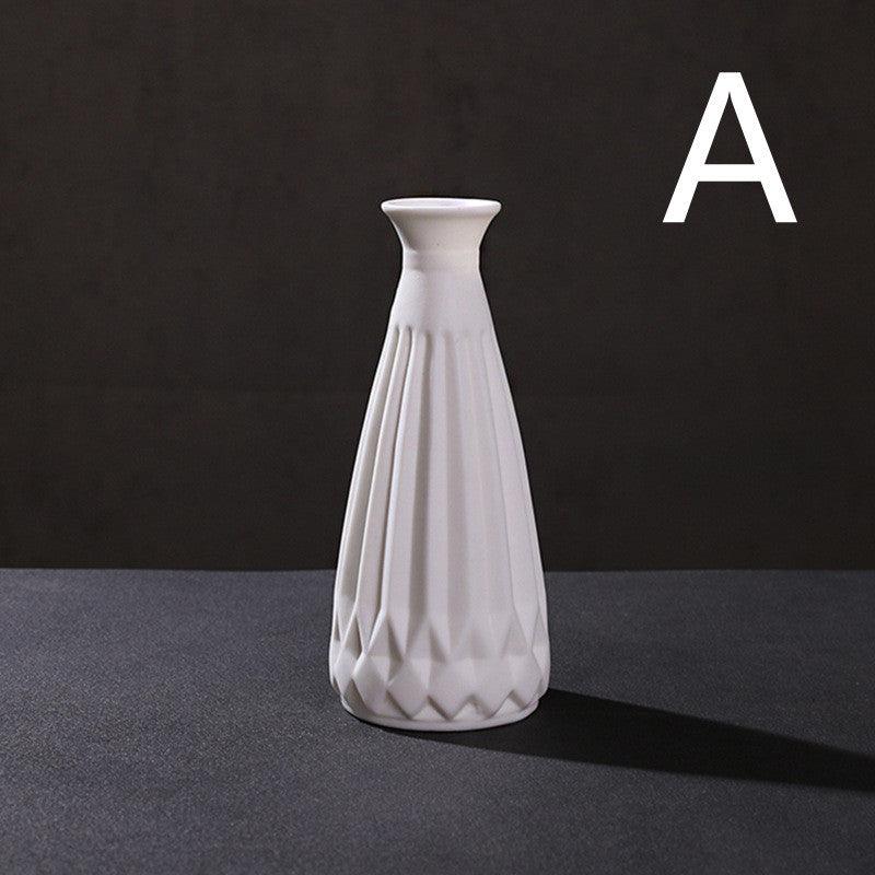 White Ceramic Water-grown Dried Flower Vase Living Room Decoration Ornaments - Pacisia