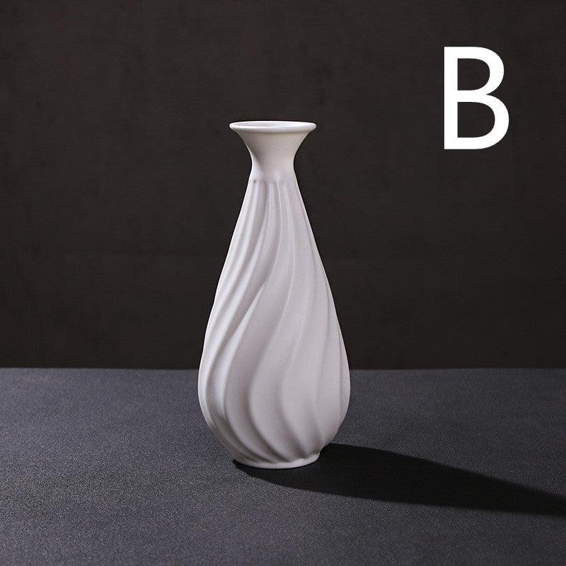 White Ceramic Water-grown Dried Flower Vase Living Room Decoration Ornaments - Pacisia