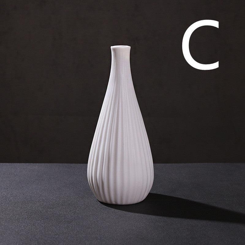 White Ceramic Water-grown Dried Flower Vase Living Room Decoration Ornaments - Pacisia