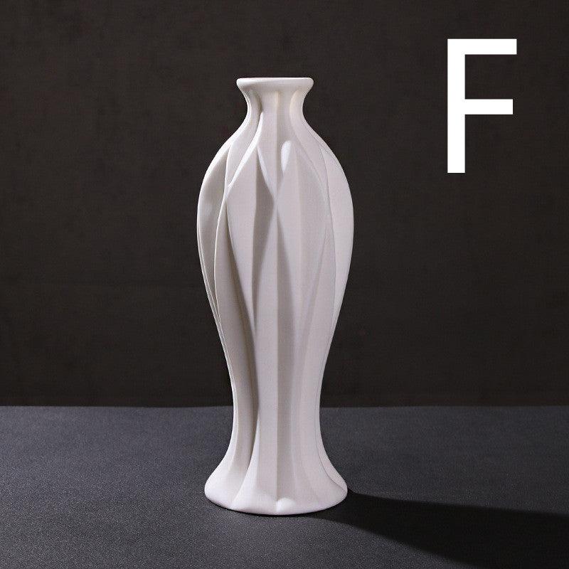 White Ceramic Water-grown Dried Flower Vase Living Room Decoration Ornaments - Pacisia