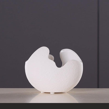 White Eggshell-shaped Ceramic Vase Ornaments - Pacisia