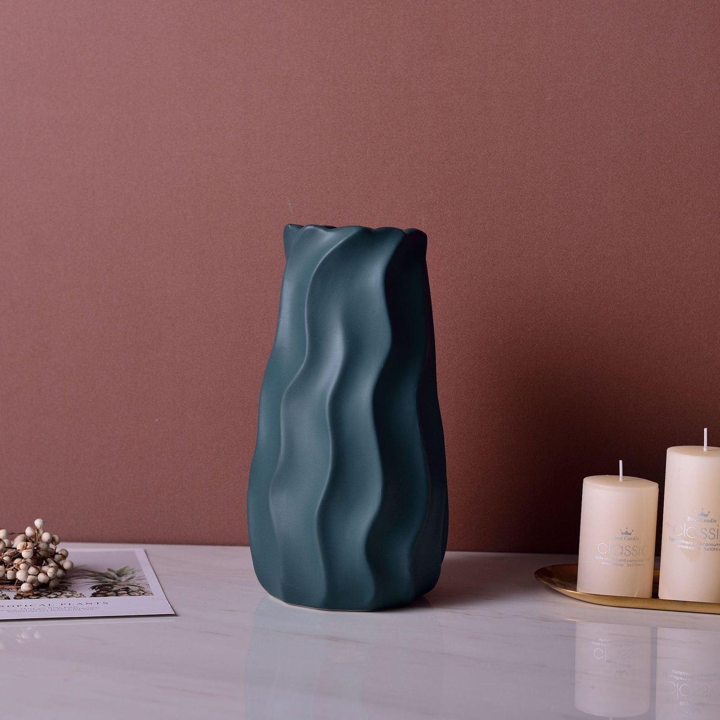 White Green Yellow Red Ceramic Vase Three-piece Set Home Decoration Vase Crafts Ornaments - Pacisia