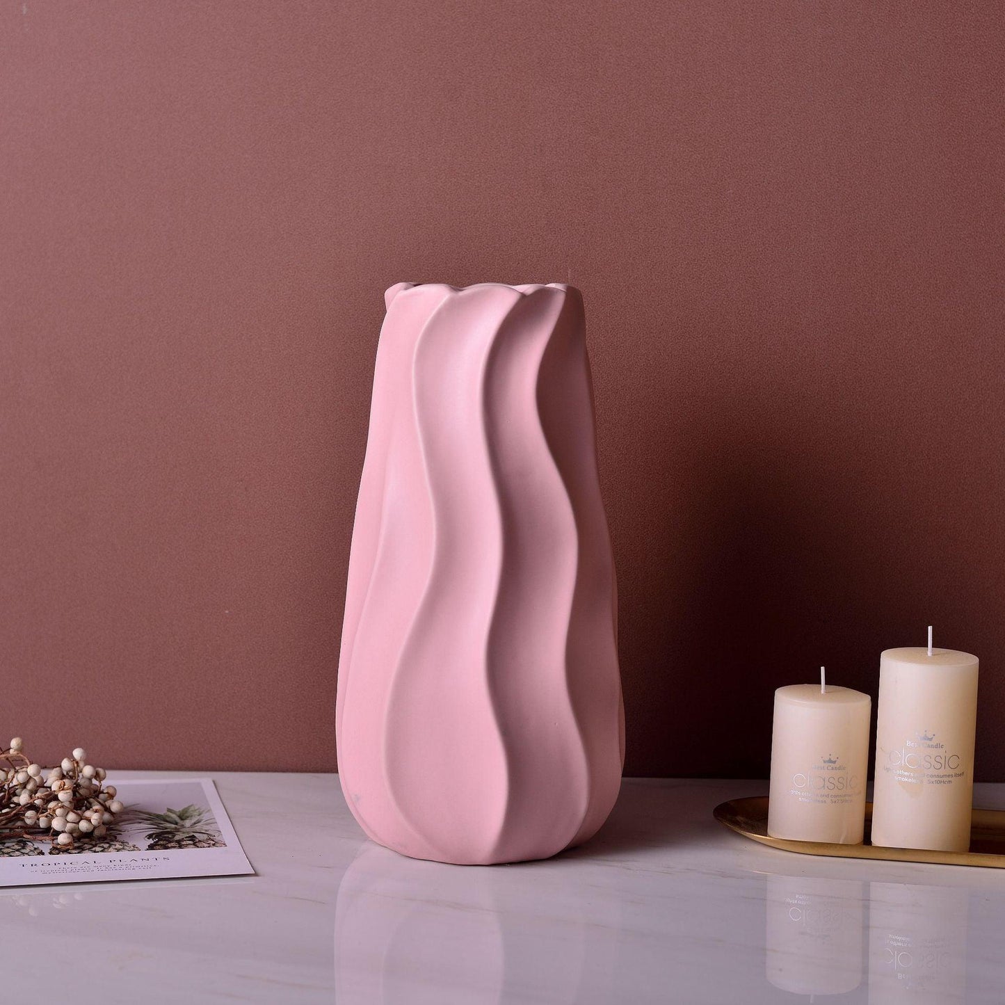 White Green Yellow Red Ceramic Vase Three-piece Set Home Decoration Vase Crafts Ornaments - Pacisia