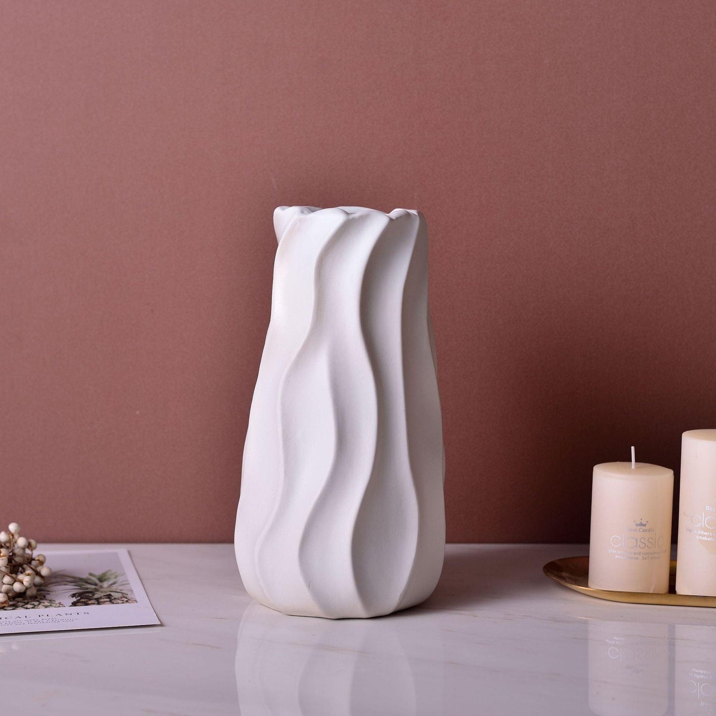 White Green Yellow Red Ceramic Vase Three-piece Set Home Decoration Vase Crafts Ornaments - Pacisia