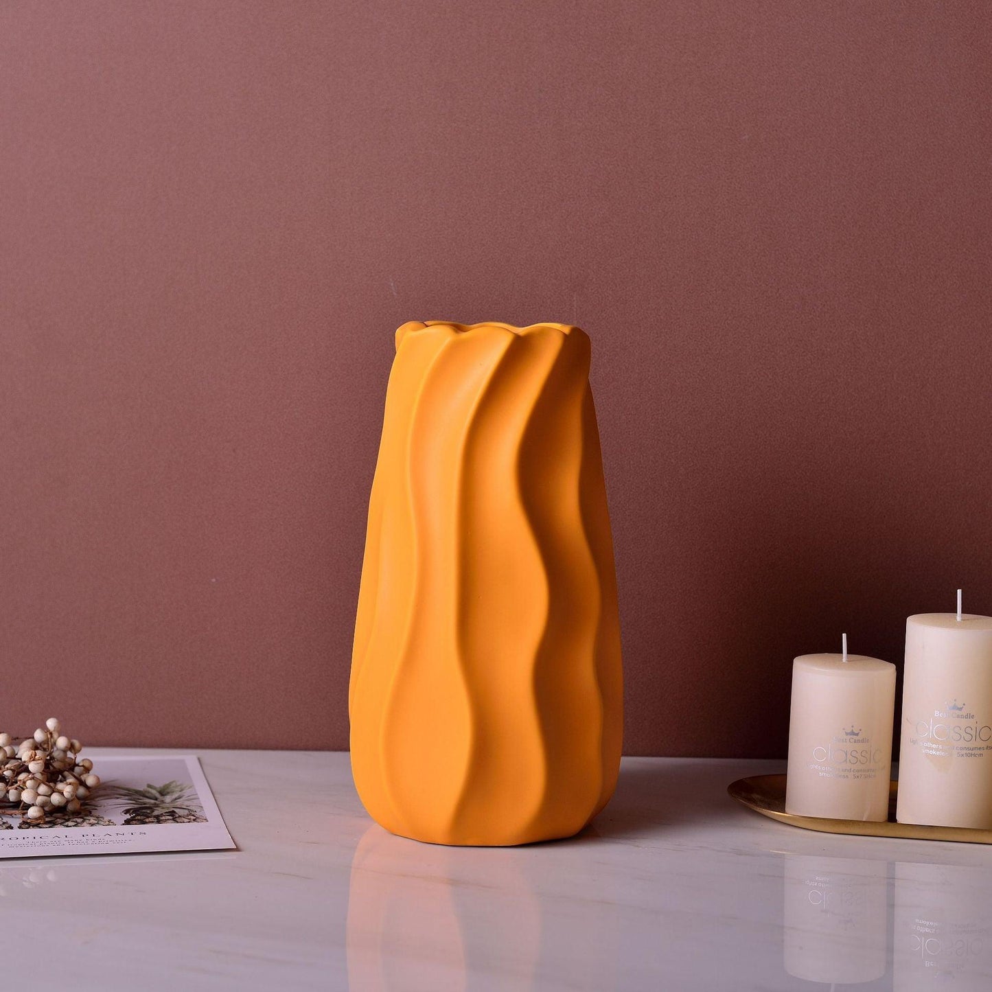 White Green Yellow Red Ceramic Vase Three-piece Set Home Decoration Vase Crafts Ornaments - Pacisia