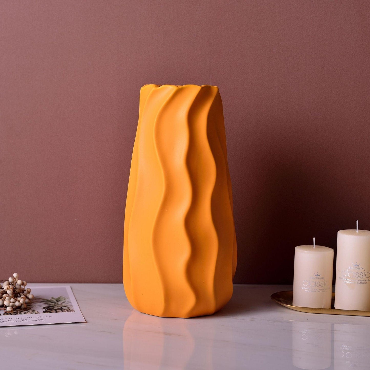 White Green Yellow Red Ceramic Vase Three-piece Set Home Decoration Vase Crafts Ornaments - Pacisia