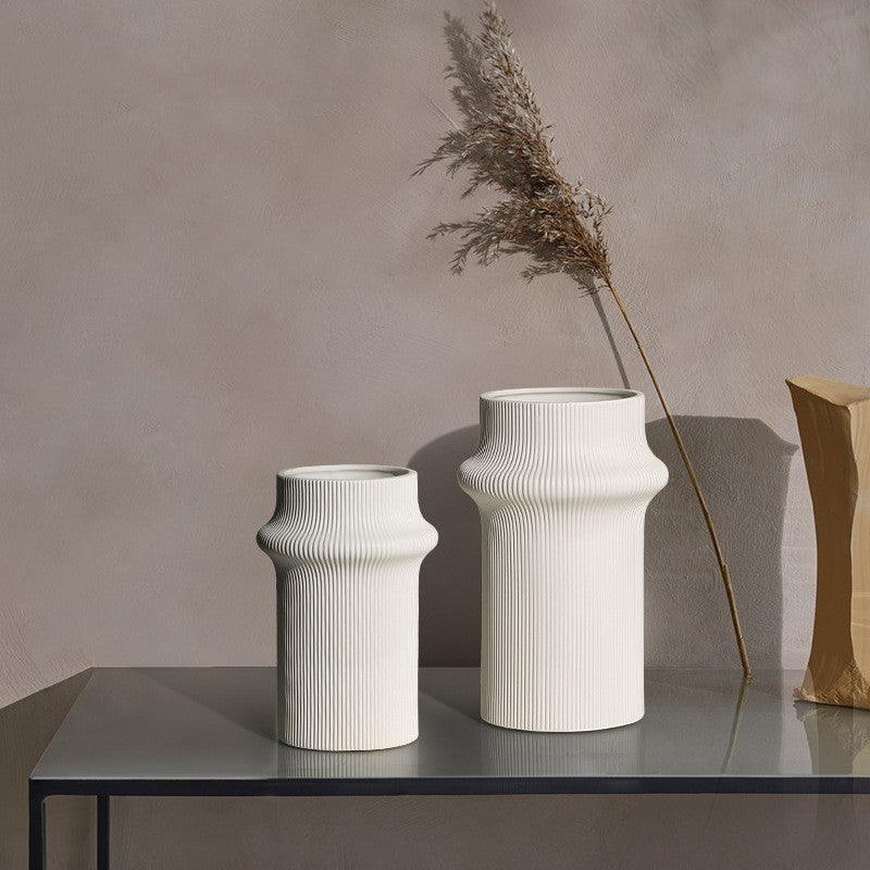 White Modern Simple Bamboo Ceramic Vase Ornaments - Pacisia