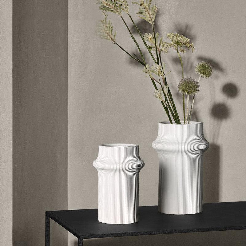 White Modern Simple Bamboo Ceramic Vase Ornaments - Pacisia